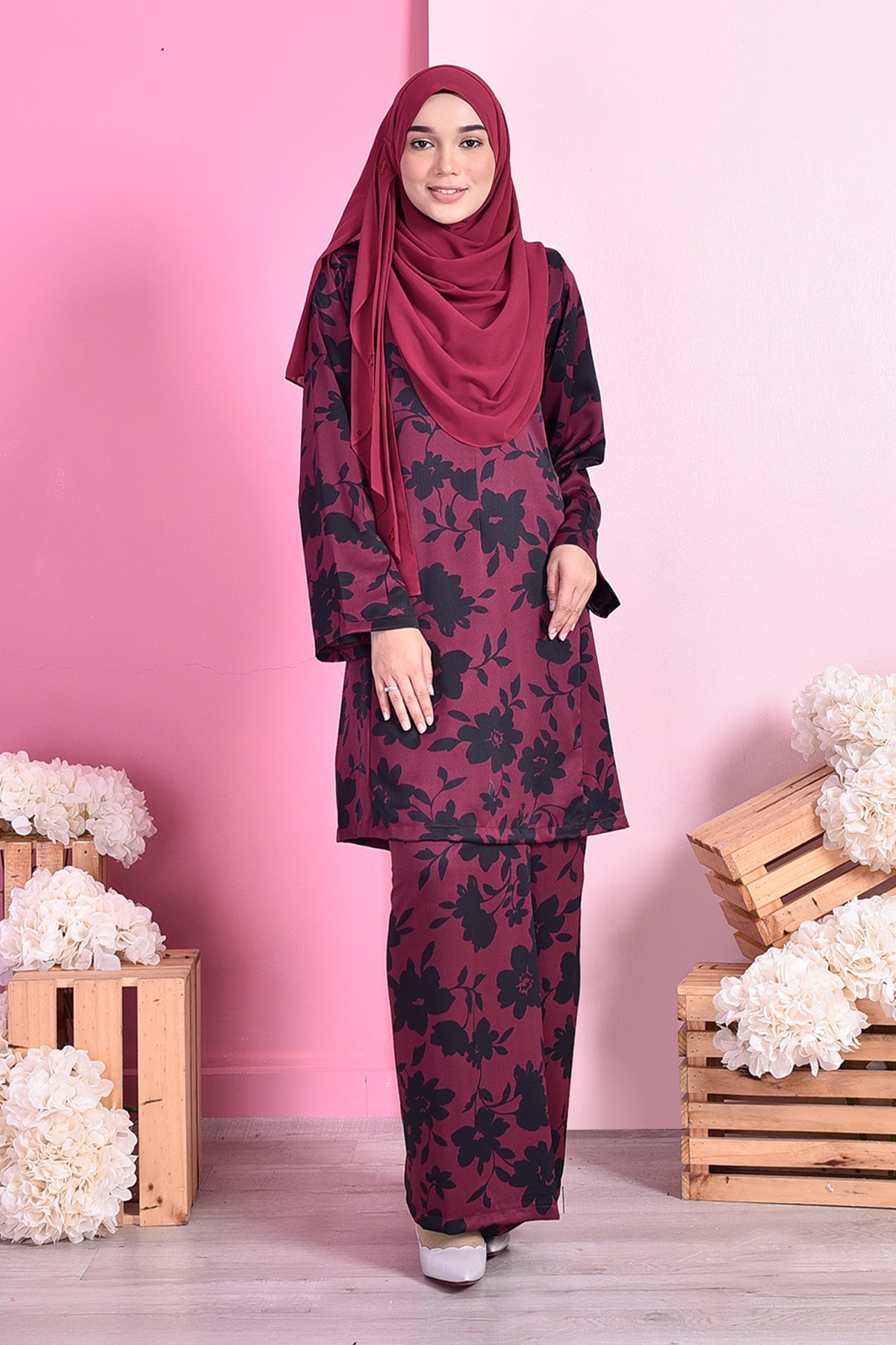 Baju Kurung Pahang  Siti Maroon MuslimahClothing Com