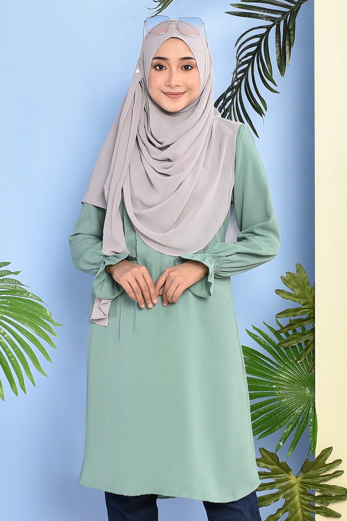 Tunic Pleated Luna - Minty Green