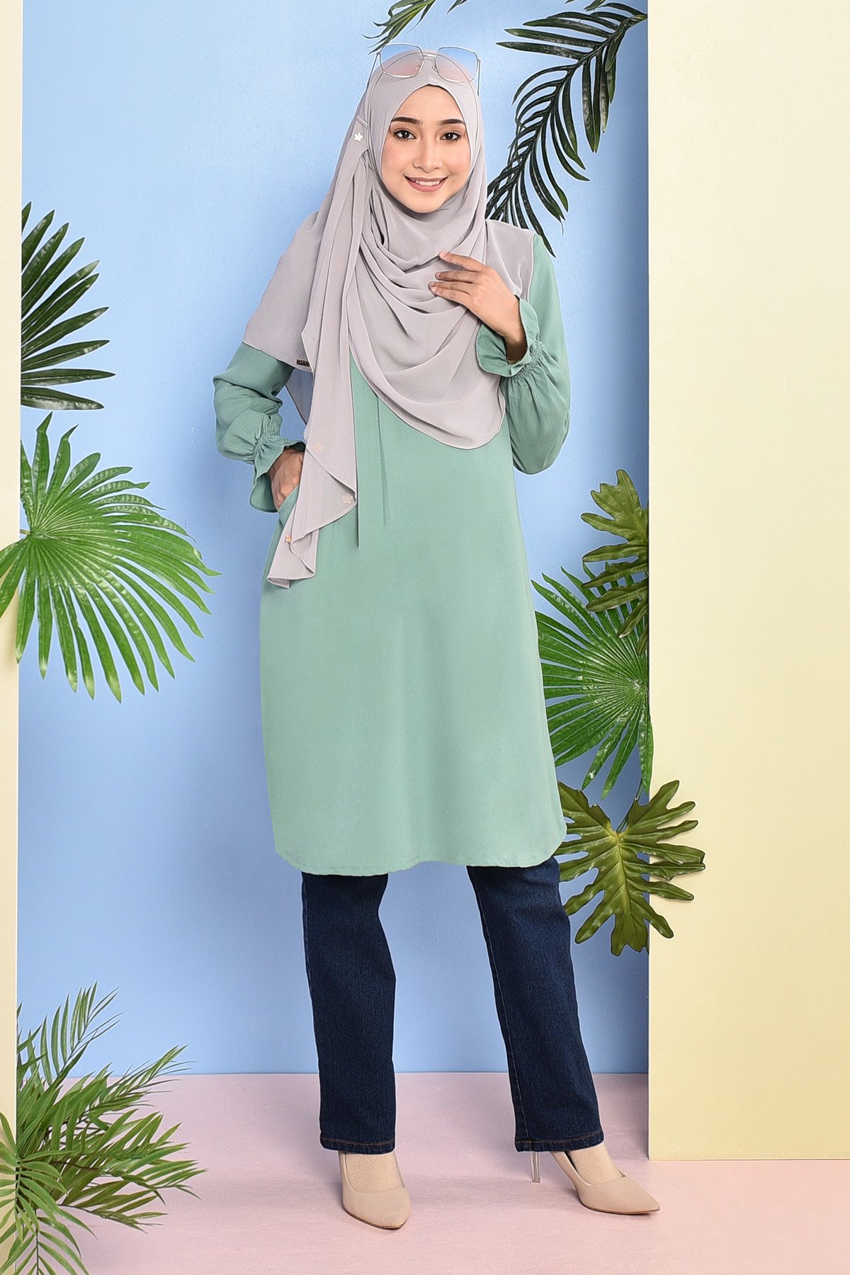 Tunic Pleated Luna - Minty Green