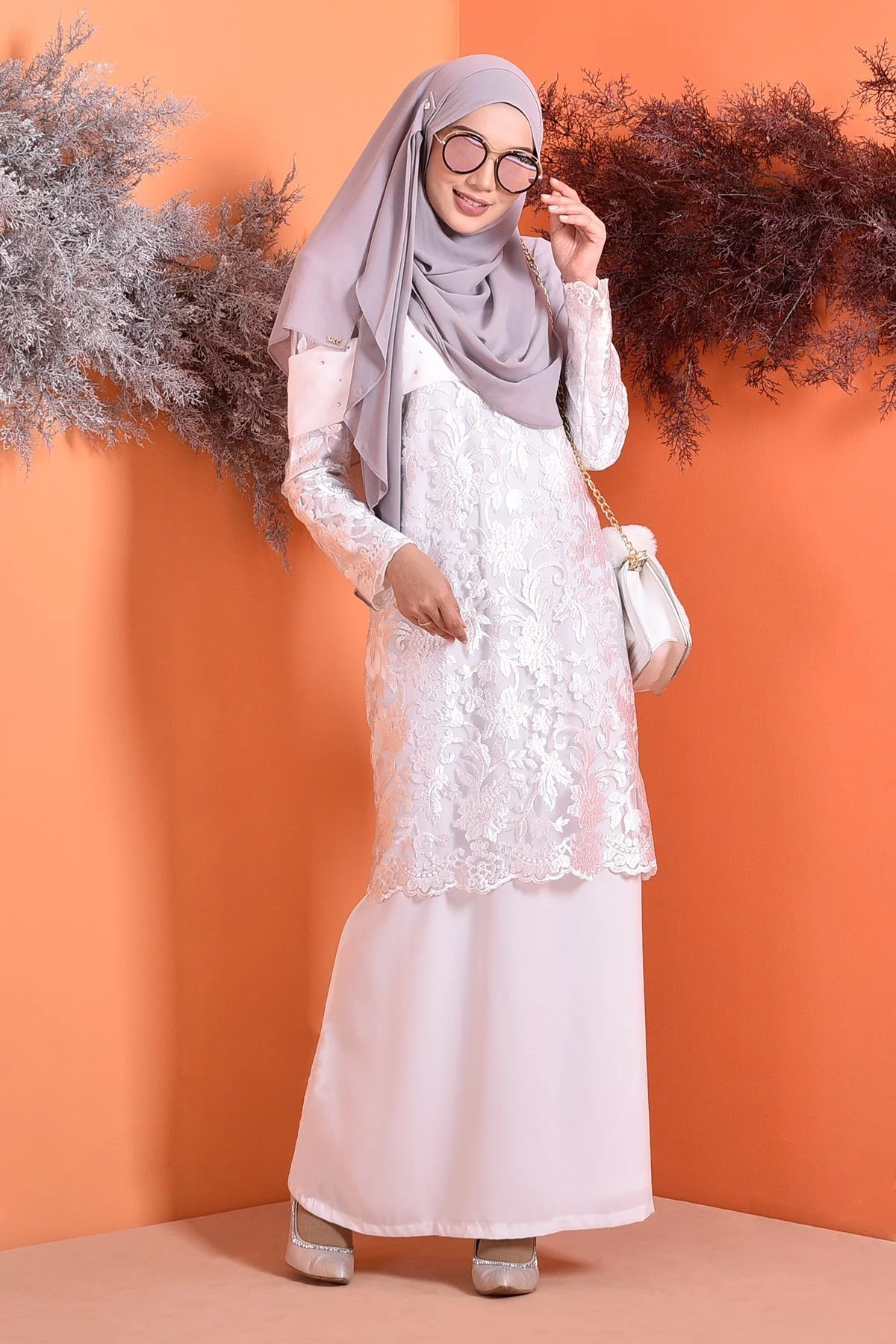 Abaya Lace Lorna - Cotton White