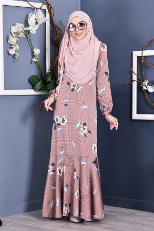 Abaya Checkered Renee - Love Pink