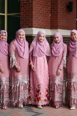 Abaya Lace Sequin Josephine - Blush Pink
