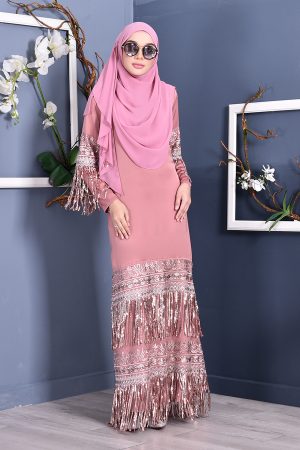 Abaya Lace Sequin Josephine - Blush Pink
