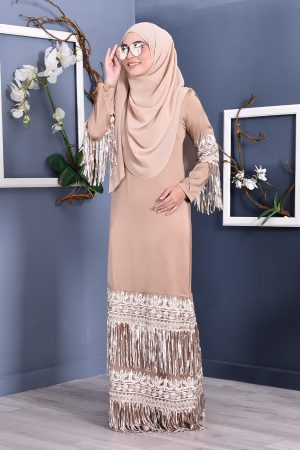 Abaya Lace Sequin Josephine - Golden Brown