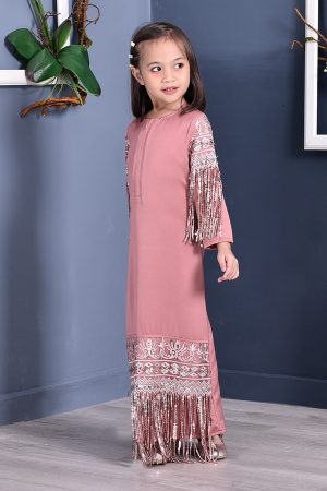 Abaya Lace Sequin Josephine Kids - Blush Pink