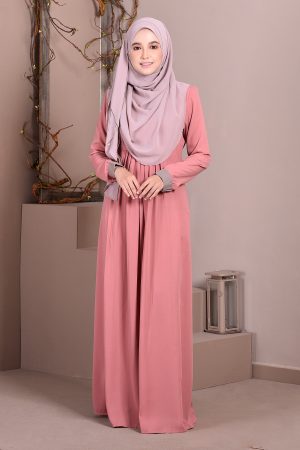 Abaya Linda Pleated - Rosewood Pink