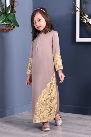 Abaya Lace Mazaya Kids - Golden Brown