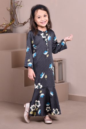 Abaya Checkered Renee Kids - Night Grey