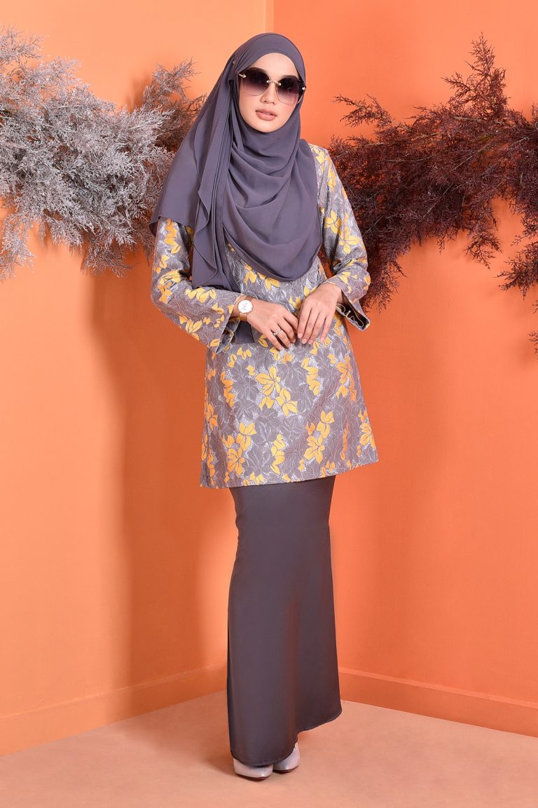 Baju Kurung Kedah Lace Gemma Armor Grey Muslimahclothing Com