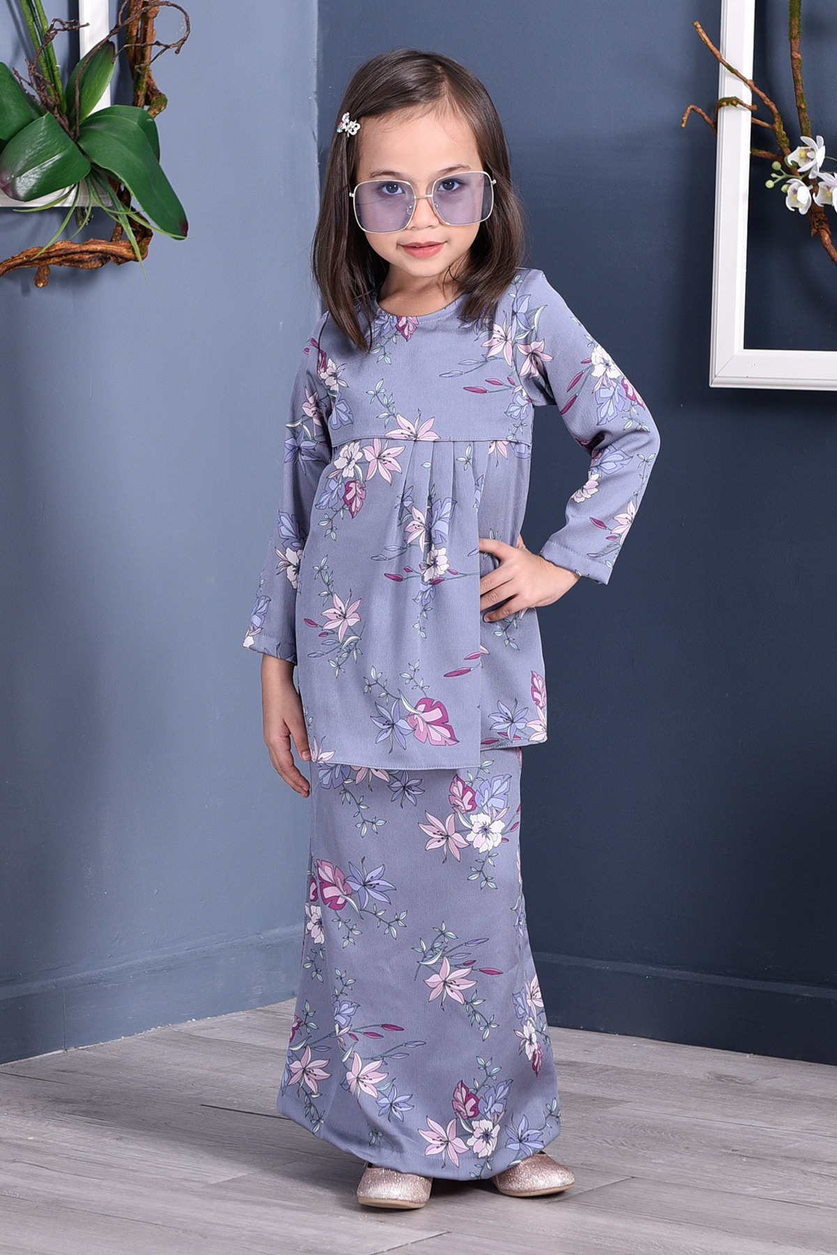 Baju Kurung Pleated Ruby Kids – Periwinkle Blue – MuslimahClothing.Com