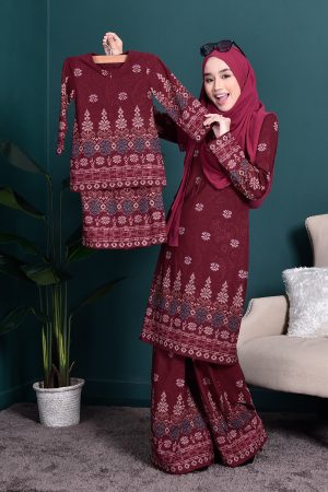 Baju Kurung Songket Amelia Kids - Maroon