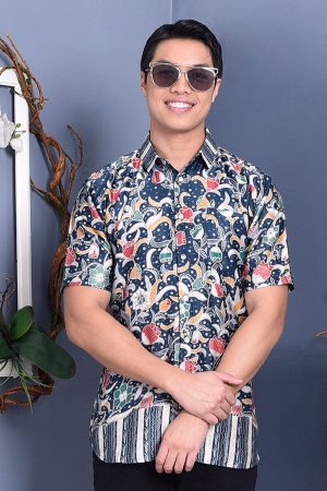 Baju Kemeja Batik Arba - Navy