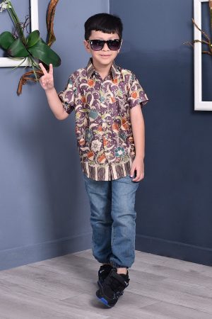 Baju Kemeja Batik Arba Kids - Lavender
