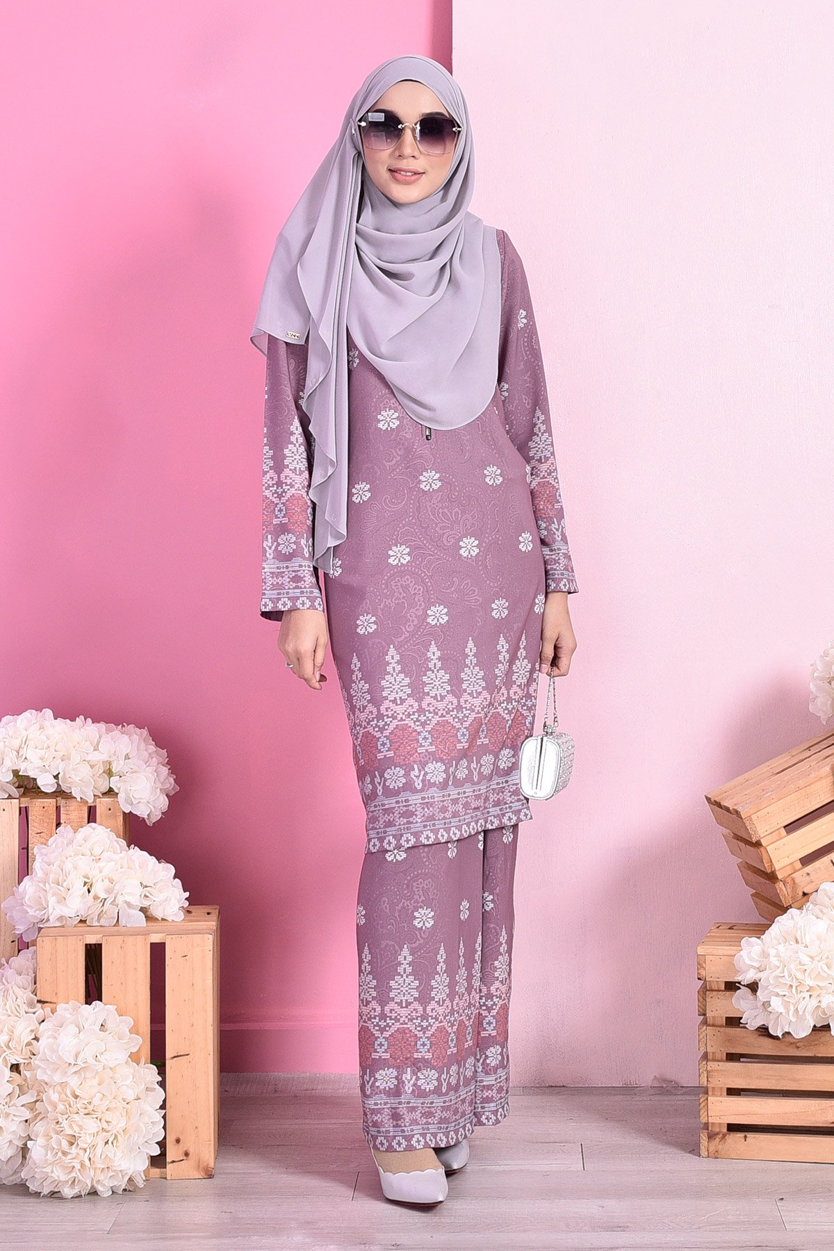 Baju Kurung Songket Amelia - Purple - MuslimahClothing.Com