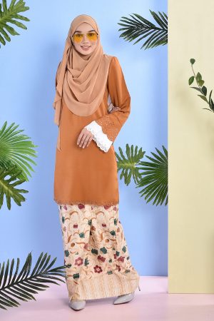Baju Kurung Batik Lasercut Naola - Marigold