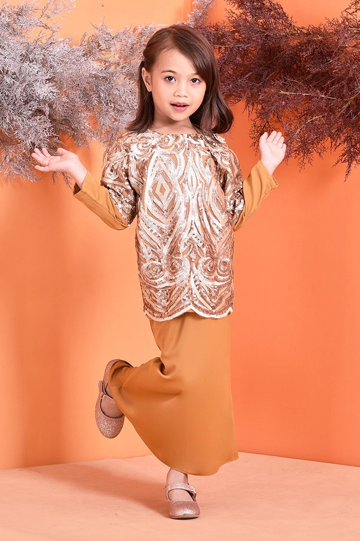 Baju Kurung Lace Sequin Jazlyn Kids - Gold Coast