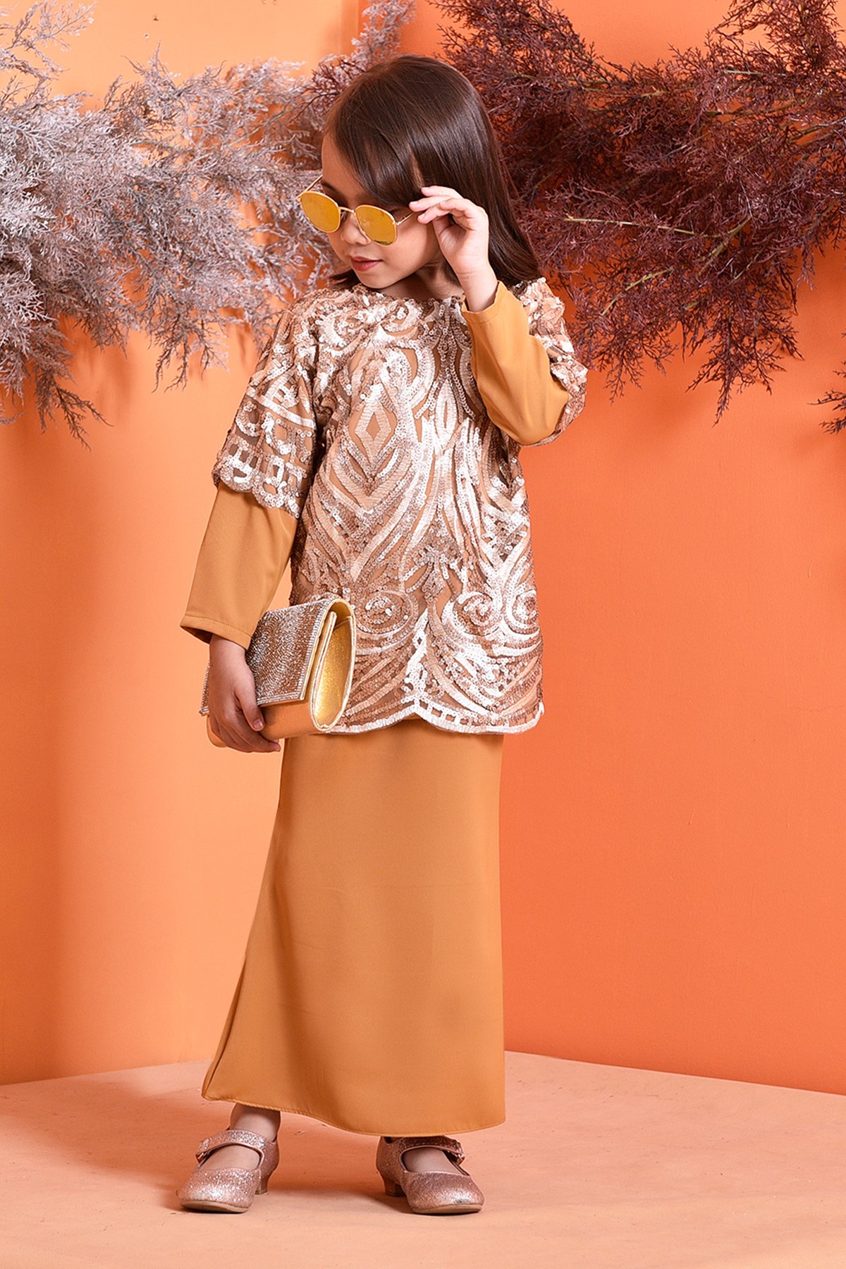 Baju Kurung Lace Sequin Jazlyn Kids - Gold Coast