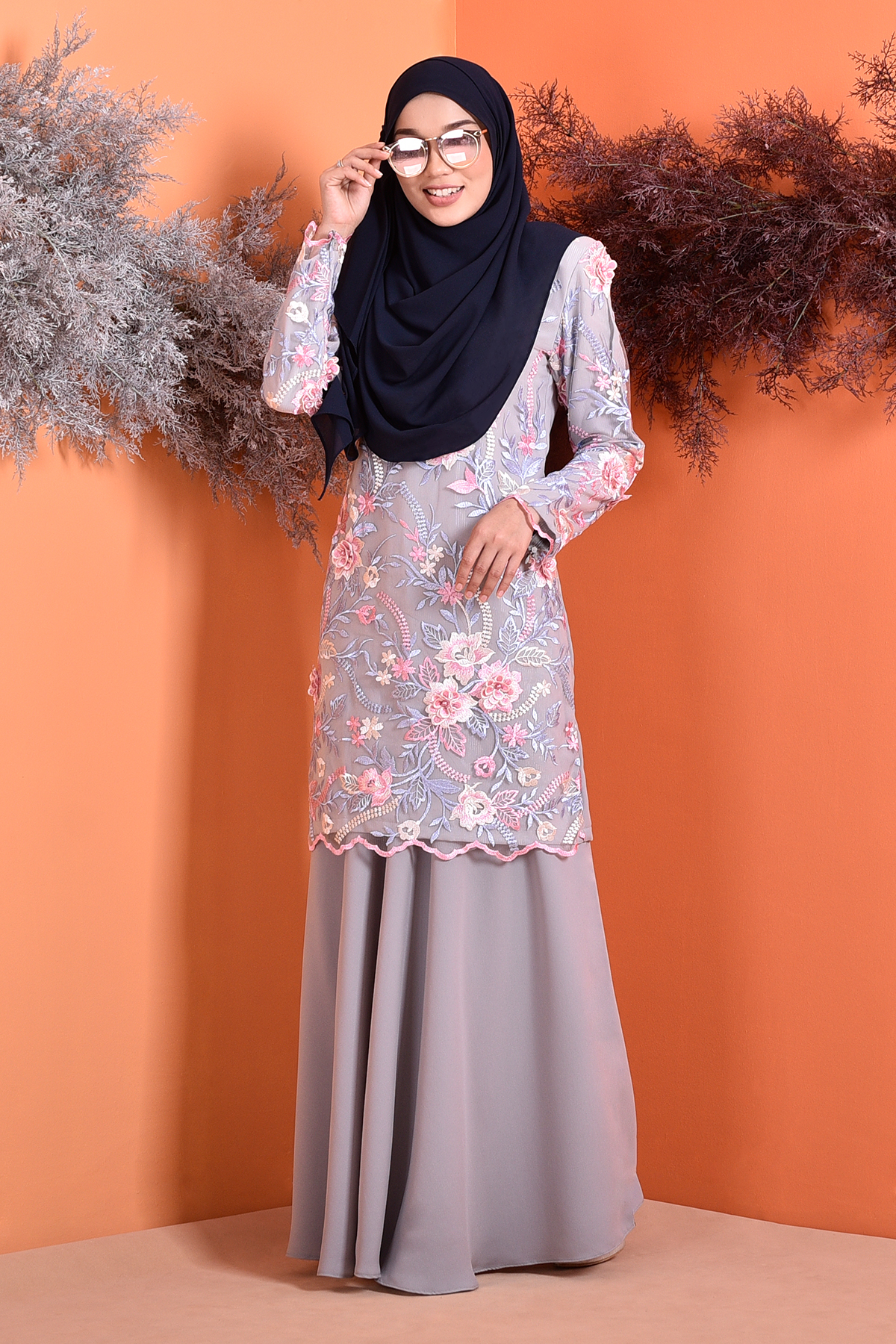  Baju Kurung Lace  3D Azura Silver Mine MuslimahClothing Com
