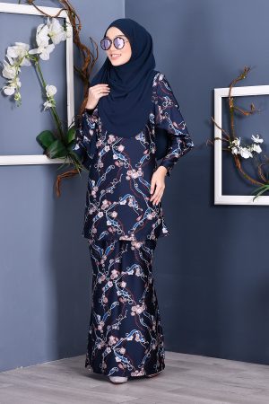 Baju Kurung Rosette - Space Blue