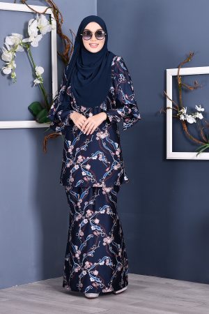 Baju Kurung Rosette - Space Blue