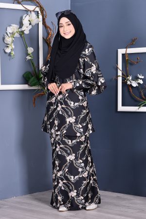 Baju Kurung Rosette - Vintage Black