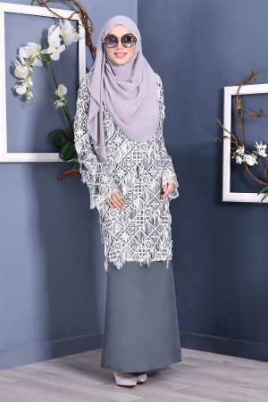 Abaya Lace Sequin Jovina - Graphite Grey