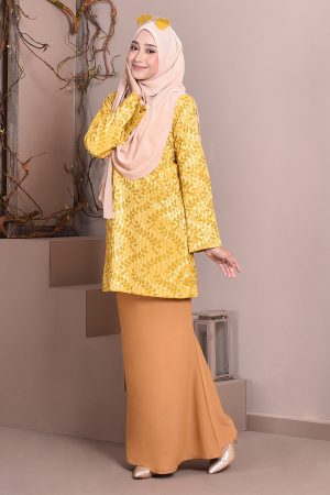 Baju Kurung Kedah Lace Gemima - Honey Gold