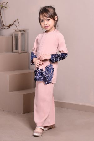 Baju Kurung Lace Royal Maya Kids - Ice Peach