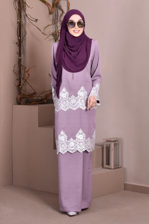 Baju Kurung Lace Royal Missa - Lilac Purple