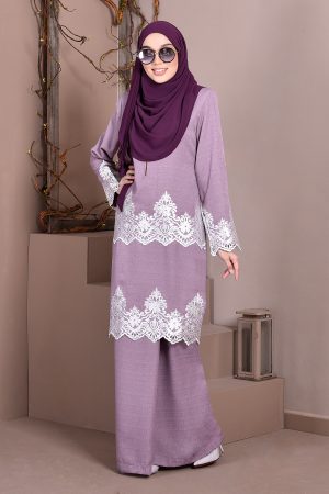 Baju Kurung Lace Royal Missa - Lilac Purple