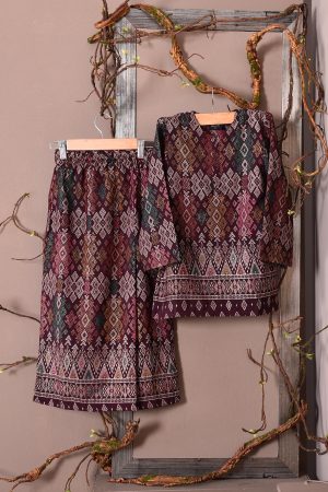 Baju Kurung Songket Luella Kids - Deep Maroon