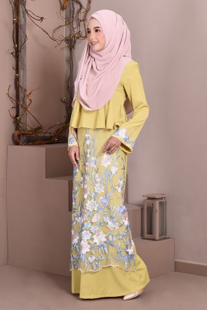 Abaya Lace Ayna - Lemon Green