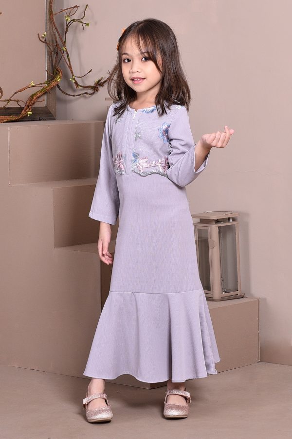Abaya Lace Mermaid Elsa Kids – Dove Grey – MuslimahClothing.Com