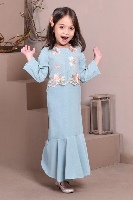 Abaya Lace Mermaid Elsa Kids – Sea Blue – MuslimahClothing.Com