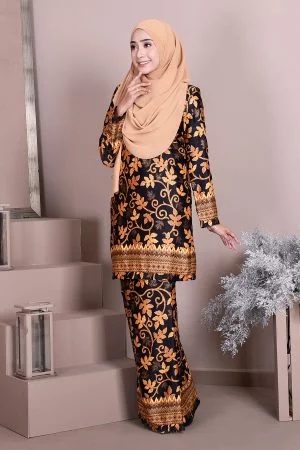 Baju Kurung Batik Nadia - Honey Gold