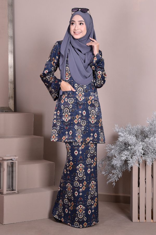 Baju Kurung Puteri Kedah Kayla – Ancient Blue – MuslimahClothing.Com