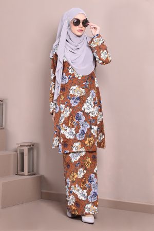 Baju Kurung Puteri Pahang Pandora - Cinnamon Brown