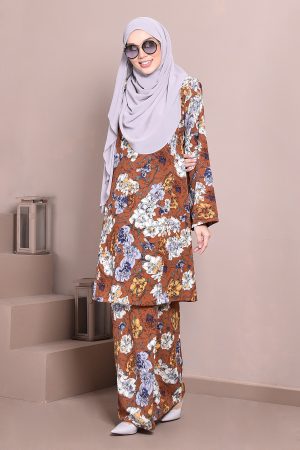 Baju Kurung Puteri Pahang Pandora - Cinnamon Brown