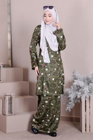 Baju Kurung Puteri Pahang Prairie  - Army Green