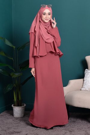 Abaya Alifa II - Salmon Red