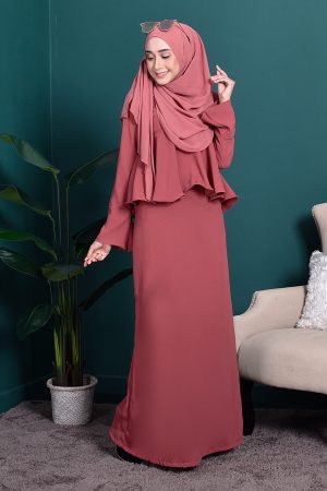 Abaya Alifa II - Salmon Red