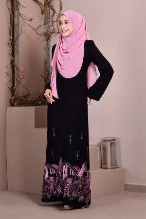 Abaya Dubai Embroidery Haja - Magenta Pink