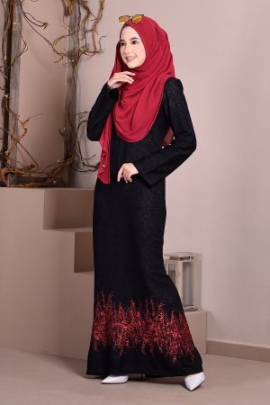 Abaya Dubai Embroidery Hijra - Ruby Red