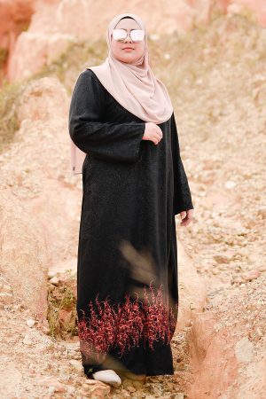 Abaya Dubai Embroidery Hijra - Cinnamon Brown