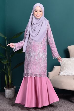 Baju Kurung Lace Lilian - Rose Pink