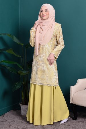 Baju Kurung Lace Liliana - Lime Green