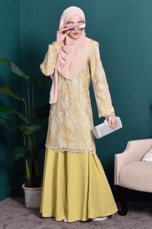 Baju Kurung Lace Liliana - Lime Green