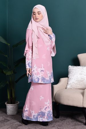 Baju Kurung Ruffle Cape Rebecca - Smoothies Pink