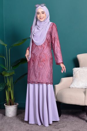 Baju Kurung Lace Lilian - Ruby Grey