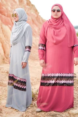 Abaya Sequin Jemina - Sherbet Pink